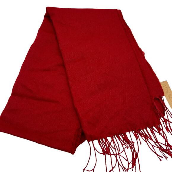 NEW Steve Madden Cozy Blanket Scarf with Fringe Trim in Winter Red Oblong NWT - Picture 6 of 16